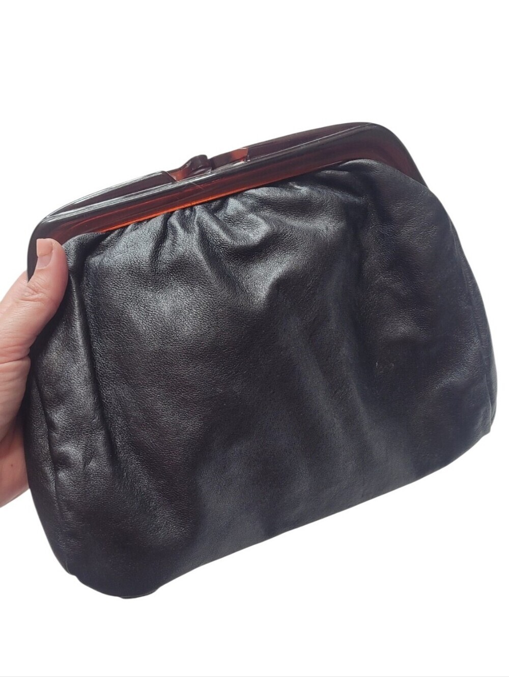 Vintage Italian Leather Clutch With Plastic Clasp